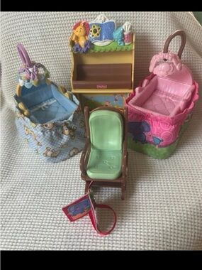 Fisher price loving family Dollhouse Nursery CRIB changing table Furniture